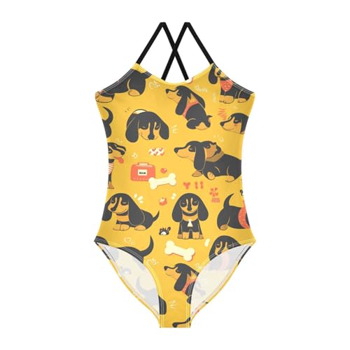KLL Dachshund Dreams of A Bone Girl 1 Piece Swim Suit Summer Swimming Suits Adjustable Shoulder Strap Cute