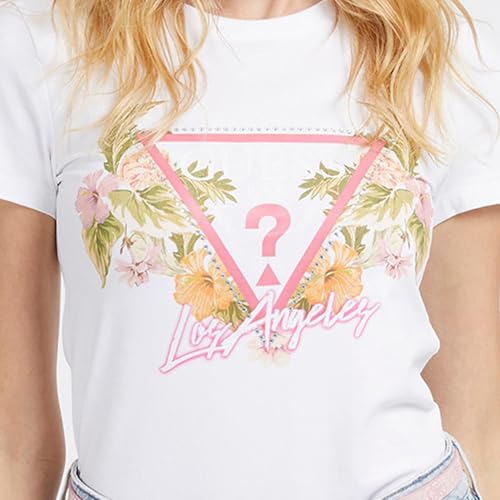 T shirt Guess SS CN TRIANGLE FLOWERS TEE EU - vue 6