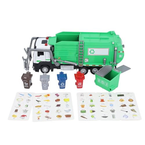 Camion à ordures jouet 1:32 Pilipane avec 4 poubelles sons et lumières