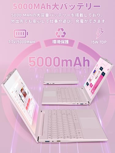 undefined 2025 14インチ テンキーパッド付きノートパソコン Win 11 pro/Office 2024 Celeron N5095 8 GB Ram(最大64GB拡張) 512GB Nvme SSD 1080P FHDディスプレイ 薄型 180°ヒンジ/Wifi/Bluetooth仕事/勉強 ピンク の商品画像 6