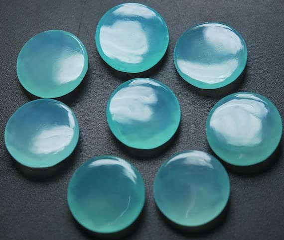 Aqua chalcedony rose cut coins 14mm pour création bijoux de 5 paires assorties