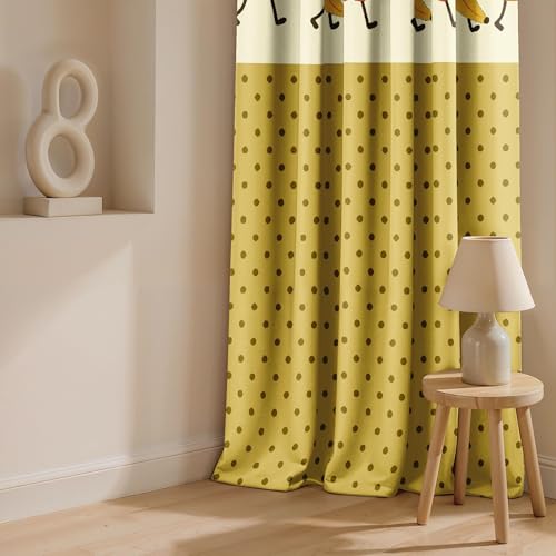 Image of Ultimate Trends Light Filtering Kids Curtain | Fairy, Dragon Castle, Safari & Jungle Animal Prints | for Kids Room Doors and Window | 6 FEET Pack of 2 |Sunny Orchard