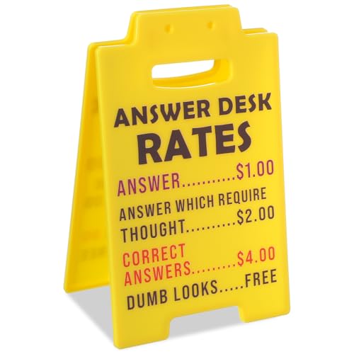 Nogeqi Funny Desk Signs Answer Desk Rates Sign Team Office Decor Funny Work Signs Gag Gifts for Women Men Coworker Teammate Employee Boss Manager Supervisor