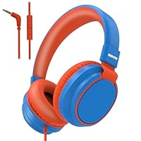 MIDOLA Kids Headphone Wired Volume Limited 85/94dB Over-Ear/On-Ear Foldable Headset with Microphone Hearing Protection Headphones for Toddler Boy Girl Child School Learning Pad Tablet Blue
