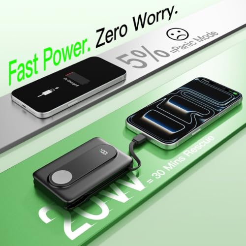 Magnetic Portable Charger 10000mAh, Power Bank with Built in Cable Watch - image 3
