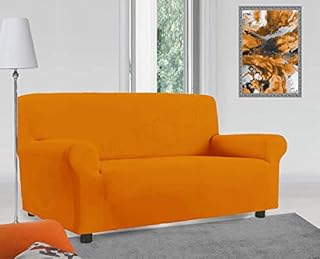 Home Tresor - Copridivano 3 Posti Elasticizzato Universale| Salvadivano Elasticizzato Antimacchia, Antiscivolo Color Arancio