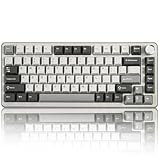 YUNZII B75 PRO 75% ガスケットゲーミングキーボード 無線メカニカルキーボード BT/2.4G/有線 ワイヤレス ホットスワップ 搭載 RGB ノブ付きカスタムキーボード Mac/Win用 技適認証取得 (グレー, ミルクスイッチ)