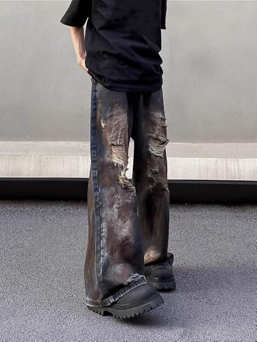 Men's American Retro Drawstring Denim Jeans Straight Leg Pants4