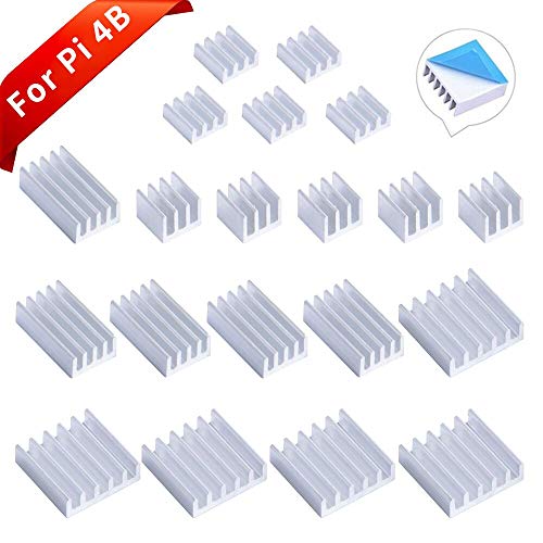 GeeekPi Raspberry Pi 4 Heatsink, 20PCS Raspberry Pi Aluminum Heatsinks with Thermal Conductive