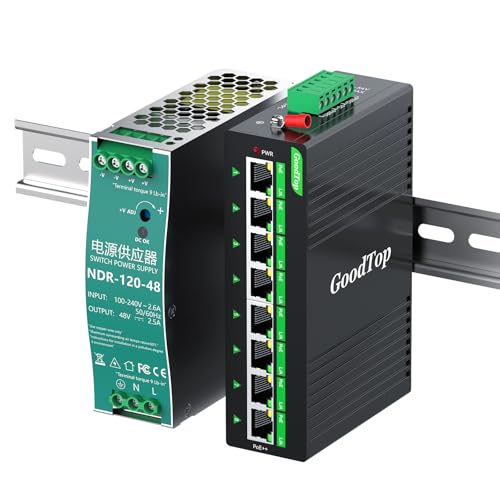 Image of Industrial 8-Port Full Gigabit PoE++ Switch,8-Port BT 90W,Wide Temperature,3-Level PoE Cascade,DIN-Rail Hardened PoE Switch for PTZ Camera /Wireless AP /IoT