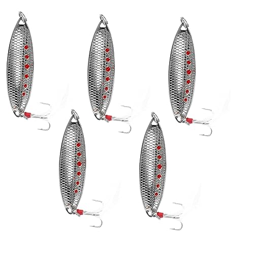 KESYOO 5pcs Fake Baits Tackle Sea Fishing Tackle Bait Fishing Lures Lures Artificial Jitterbug Teaser Equipment Bass Trolling Saltwater Angling Accessory Chicken Silver