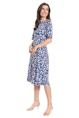 Image of London Times Women's Womens Elbow Sleeve A-line Midi - Pretty Garden Party Dress - Special Occasion Wedding Guest Dress