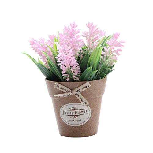 LbojailiAi Flor Artificial 1 Pieza de Flor Artificial en Maceta Bonsai Stage Garden Wedding Home Party Decoration - Rosa