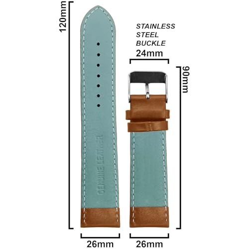 Image of DBLACK ''ZEUS'' Genuine Leather Watch Strap, Minimalist Design Watch Belt / / For 18mm, 20mm, 22mm, or 24mm Full-Padded Watch Band (Choose Your Size & Color)