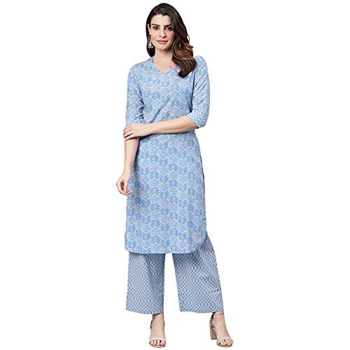 Sage Blue Printed Kurta Set