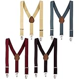 Bundle Monster 4 Clip on Suspenders for Kids Boy Girl Adjustable Straps Y Back