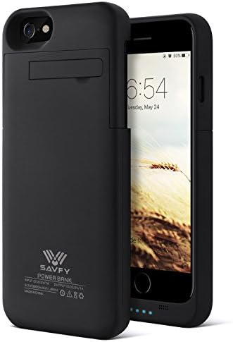 iPhone 7 Battery Case, SAVFY 3200mAh Slim Extended Backup Power Bank Battery Charger Case Cover with Kickstand for Apple iPhone 7, iPhone 6, iPhone 6S 4.7" (Black)