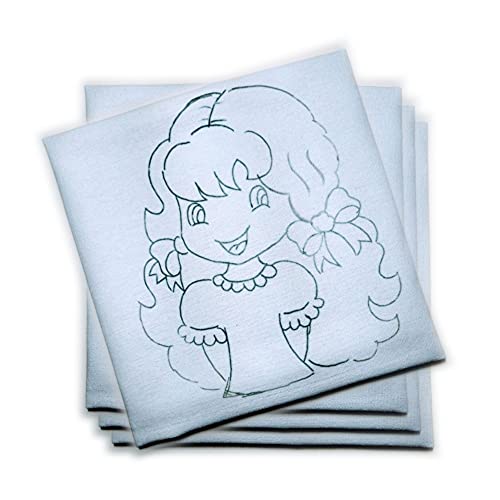 Kit 7 Pano de Prato Branco Riscado Com Boneca Para Pintar