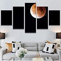 SIGNWIN 5 Panel Canvas Wall Art Aerial Astronomy & Space Expressive Global Moon Multicolor Photography Realism Warm for Home Decorations Ready to Hang - 60