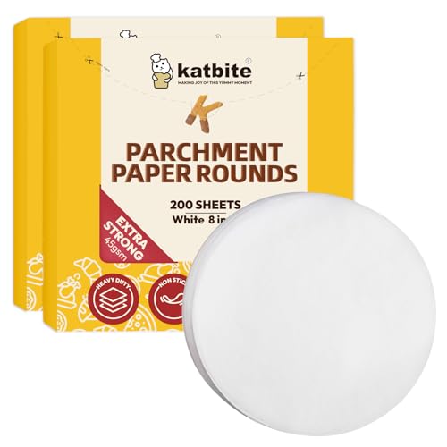 Katbite Unbleached Parchment Paper Rounds, Heavy Duty, White, 8 Inch 400Pcs
