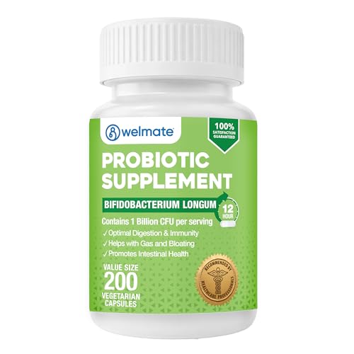 WELMATE Bifidobacterium - Probiotic Supplement - Supports Gut Health - Immune Support - Digestive Enzymes - Gluten Free - Vegan - Men & Womens Probiotic - Value Size - 200 Count