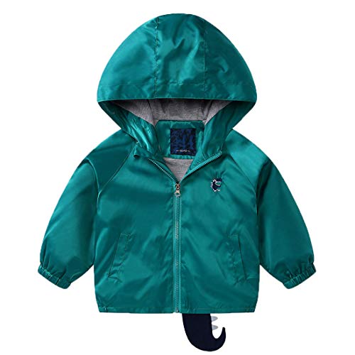 ACESTAR Cartoon Dinosaur Boys Jackets Windbreaker Hooded Windproof Toddler Outwear Baby Boys Coat Summer Fall Mesh Lined Jacket(JK16G0,3T) Green