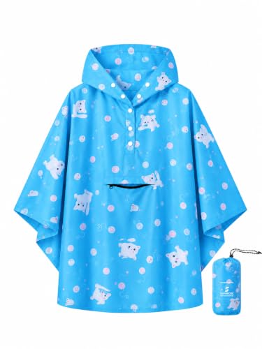 Image of SaphiRose Lightweight Kids Rain Poncho Jacket Waterproof Outwear Rain Coat