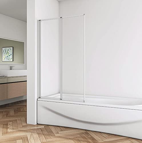 Huiyang 900x1400mm 2 Fold Pivot Folding Bath Shower Screen Glass Over Door Bathroom โ image 1