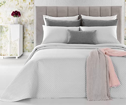 ForenTex - Colcha Boutí, (22XL-Blanca), Reversible, Blanca, Cama 180 cm, 270 x 260 cm
