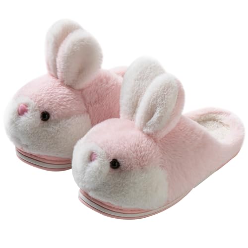 Women's Cute Rabbit Animal Slippers - Novelty Cozy Fuzzy Soft Plush Winter Warm House Shoes Cotton Slippers