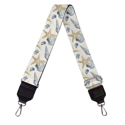 Image of Talayituse Starfish Conch Coral Print Shoulder Strap Wide Purse Bag Strap Adjustable Replacement Belt Luggage Crossbody Shoulder Bag Strap for Women Girls