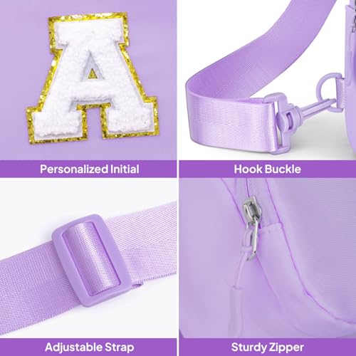 Image of YOOLIFE Birthday Gifts for 2 3 4 5 6 7 8 Year Old Girls Kids, Small Sling Bag Crossbody Bag for Little Girls Purse, Initial Fanny Pack for Girl Kids, Personalized Gifts Fashion Stuff, Purple (R)