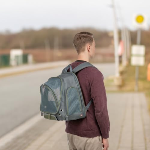 TRIXIE Hunde-Rucksack Lyla - Hunderucksack bis 8kg - Rucksack für Hunde mit Außentaschen, integrierter Kurzleine und Schultergurt, aus atmungsaktivem Mesh - 28830