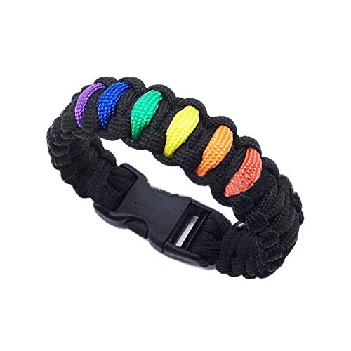 NJ Gay Pride Bracelet Paracord - Braided Survival Paracord Rope Gay Rainbow Wristbands