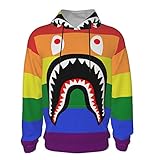 NiYoung Pullover Hooded Sweatshirts with Big Pockets, Long Sleeves Fitted Hoodies for Gym Picnic Sports, Children LGBT Pride Rainbow Flag bapes Shark Teeth Logo Hoodie