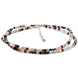 XYNSNDB Multi semiprecioso Rondelle 2 mm facetado 16 Pulgadas Plata de Ley apilamiento Pulsera con Cuentas Delicada Piedra Preciosa joyería Fina Minimalista