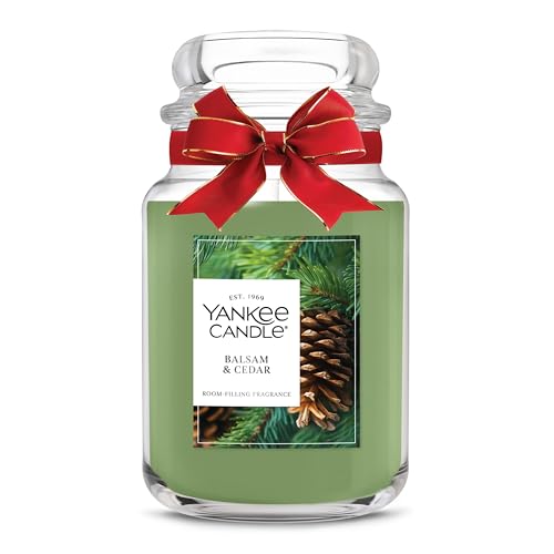 Yankee Candle Balsam & Cedar, Holiday Scented Candle, 22oz Large Jar with up to 150 Hour...