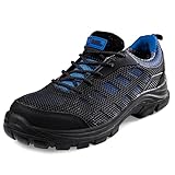 BLACK HAMMER Sicherheitsschuhe Herren Wasserdicht Ultraleichte Verbundwerkstoff Metallfrei Zehenkappe Kevlar Mittelsohle Arbeitsschuhe Knöchel Wanderer S3 SRC 8007 (43 EU, Blau)