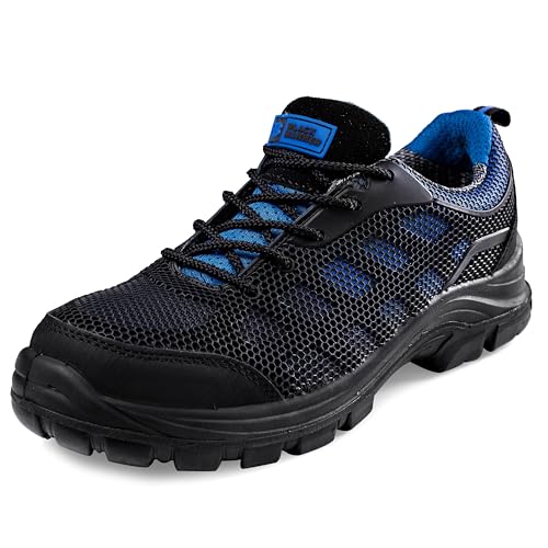 Black Hammer Mens Safety Trainers Non Metal Free Waterproof Composite Toe Cap Kevlar Midsole Non Metallic Work Shoes Hiker Airports 8007 S3 SRC (10 UK, Blue)