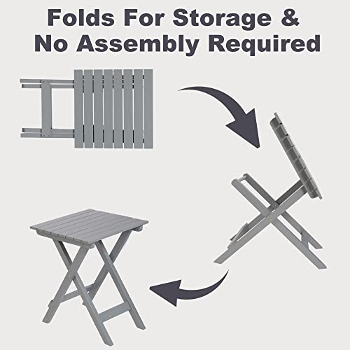 Luckyermore Pool Side Table, Outdoor Folding Square Side Table Wooden Patio Side Table, Multifunctional Small Square End Table For Pool, Patio, Backyard, Garden, Grey #TOP3