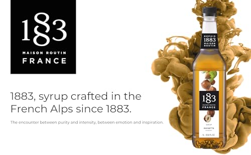 Image of 1883 Hazelnut Syrup - Flavored Syrup for Hot & Iced Beverages, Nutty Flavor - Gluten-Free, Vegan, Non-GMO, Kosher, Preservative-Free, Made in France | 1 Liter (33.8 Fl Oz)