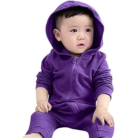 Zimuuy Newborn Infant Baby Boy Girl Cartton Long Sleeve Dinosaur Hooded Romper Jumpsuit Sleepwear Outfits Clothes (3-6 Months, Purple) Cover