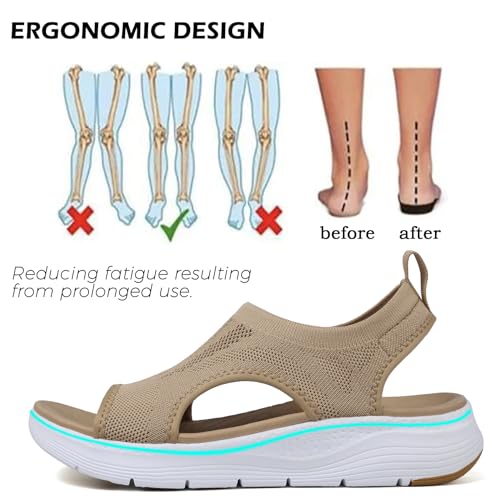 DimaiGlobal Women's Walking Sandals Arch Support Orthotic Comfort Slip-On Sport Sandals Open-Toe Platform Sandals for Plantar Fasciitis Summer Beach Casual3