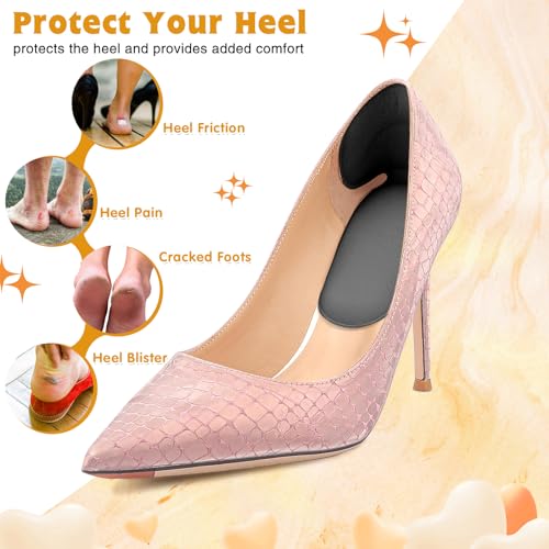 Image of Geyoga 8 Pairs Adhesive Heel Cushion Pads for Too Loose Big Boots Cuttable Reusable Back of Heel Shoe Pads Grips Inserts for Women Men Anti Blister Shoe Guards Liners for Improving Fit(Black)