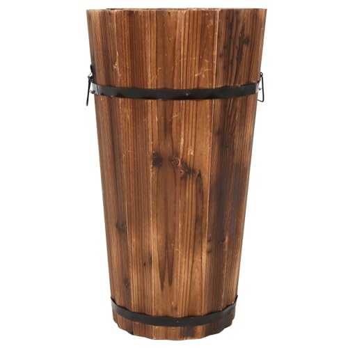 FUOYLOO Cubo para Paraguas de Madera Carbonizada Diseño Retro para Pasillo y Entrada Soporte Resistente y Espacioso