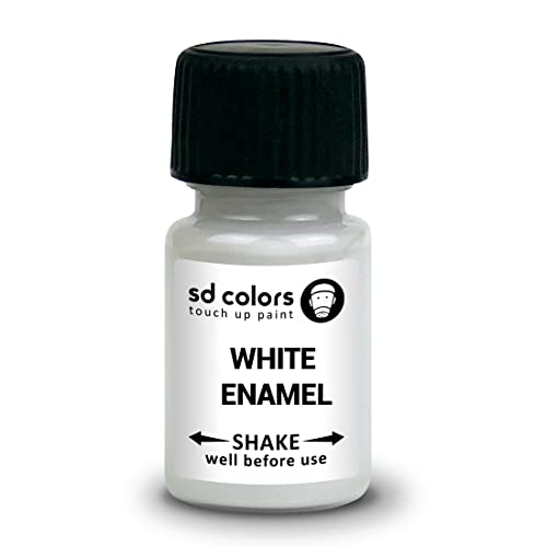 SD Colors Peinture de retouche en émail blanc 8 ml à séchage rapide compatible avec les appareils de cuisine, salle de bain, douche, évier, métal, radiateur, réfrigérateur