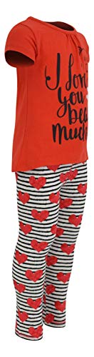 Image of Unique Baby 2 Piece Girls Printed Leggings Outfit with Short Sleeve Shirt Kid and Toddler Clothes Set
