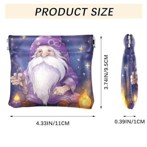 Cute Gnome Coin Purse Leather Pouch Change Purse, Squeeze Coin Pouch for Cards, Keys & Lipsticks, Unisex3