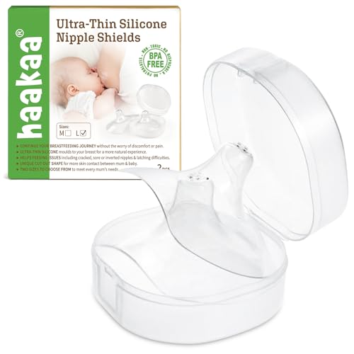 Image of haakaa Nipple Shields for Nursing Nipple Shield for Breastfeeding with Storage Case Ultra-Thin Food-Grade Silicone (24mm, 2pcs)