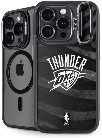 Skinit Kickstand Phone Case Compatible with iPhone 16 Pro - Officially Licensed NBA Oklahoma City Thunder Black Animal Print Design